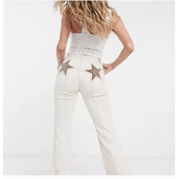 Free People Firecracker Flare Jeans Ivory 29 NEW - Picture 4 of 5